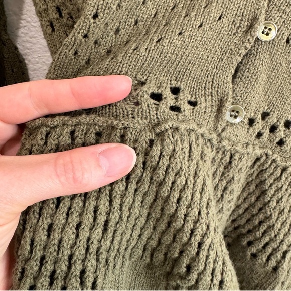 Anthropologie Pilcro Womens Small Pointelle Babydoll Sweater In Green Boho Beach - Picture 8 of 10